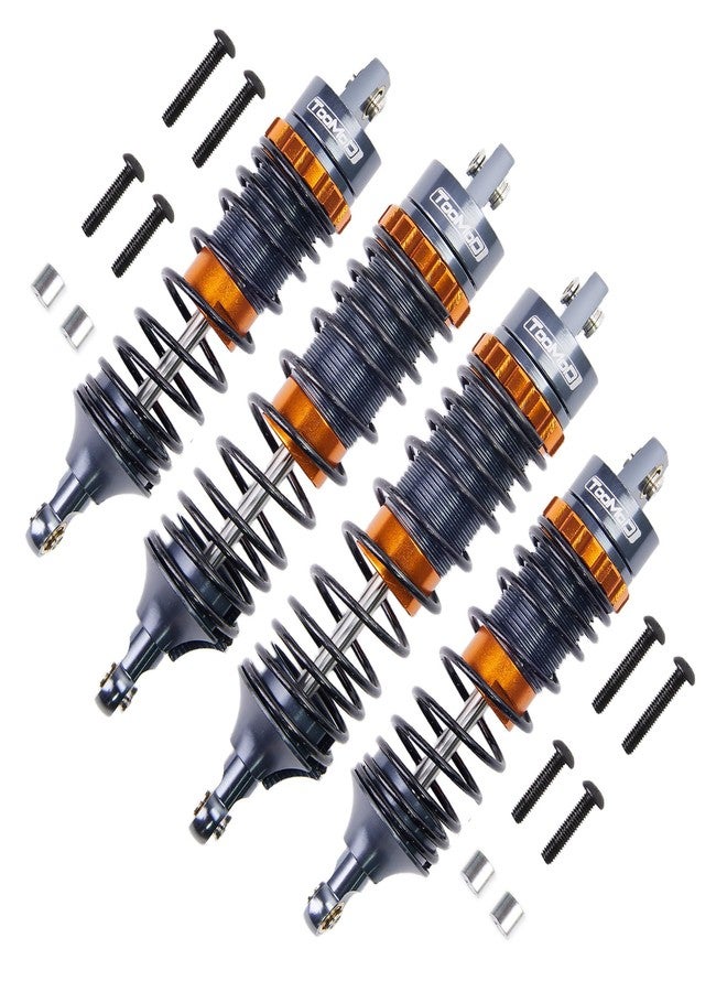 TOOMOD 1/10 RC Oil Shock Absorber Big Bore Absorber Damper Set Compatible with Traxxas Slash 2WD/ 4X4, Rustler 2WD/ 4X4 VXL, Stampede, Hoss, Bandit Part Upgrades Replace of 5862 (Gray/Orange) - Image 1